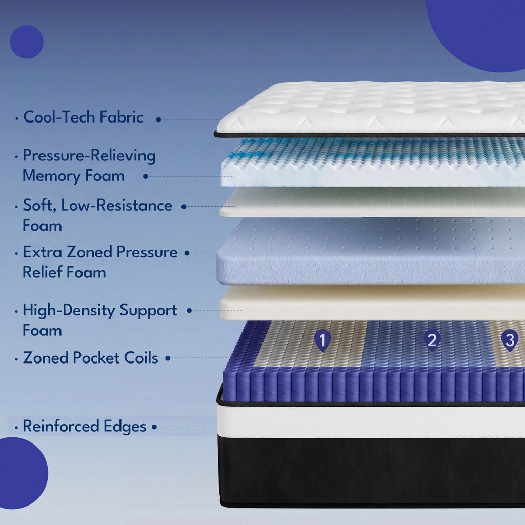 Zhovac 12 inch Queen Mattress, Memory Foam & Spring Hybrid Medium Comfort Queen Size in a Box,Adult,CertiPUR-US