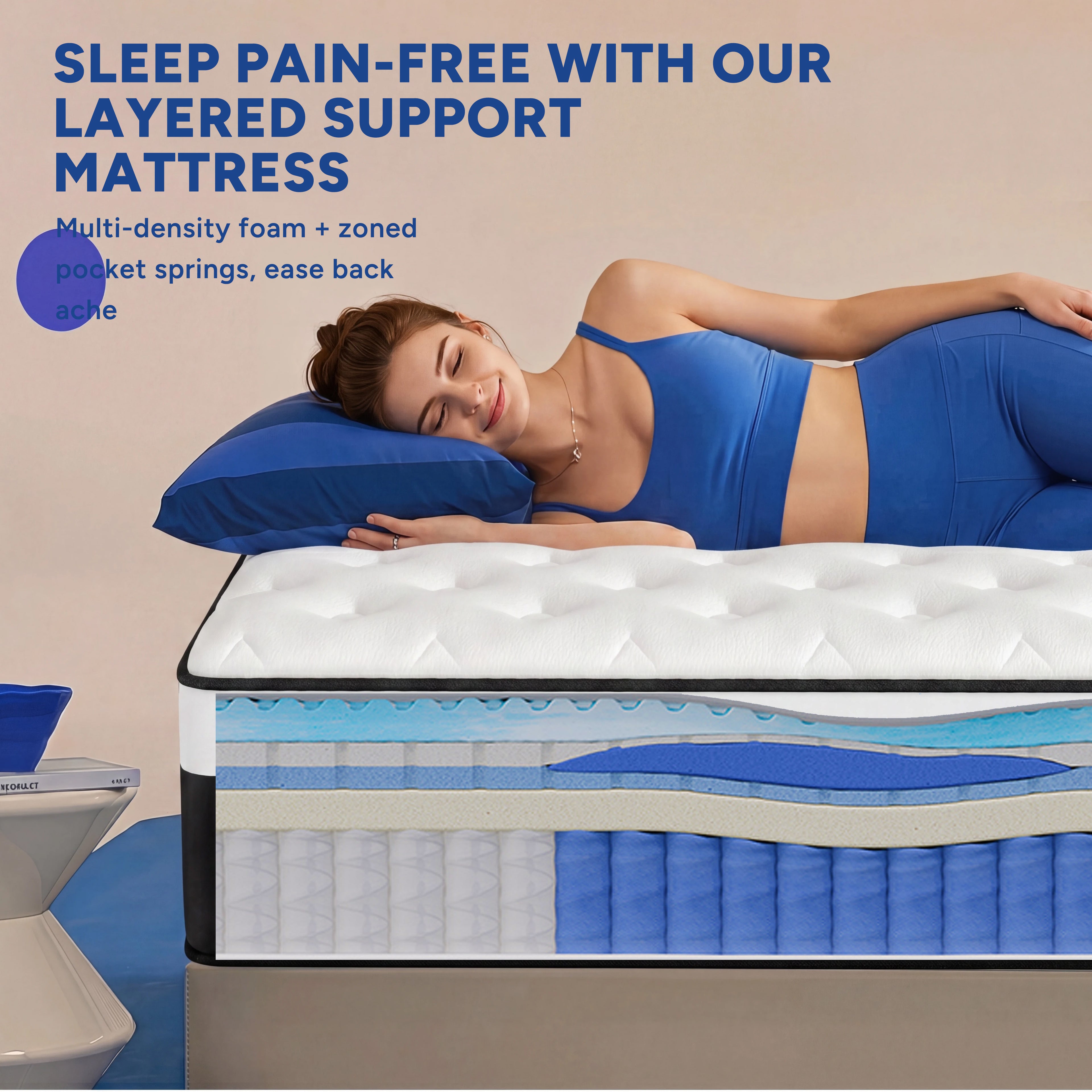 Zhovac 12 inch Queen Mattress, Memory Foam & Spring Hybrid Medium Comfort Queen Size in a Box,Adult,CertiPUR-US