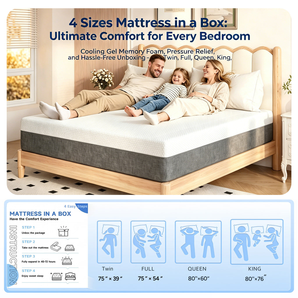 Zhovac 10 inch Full size mattress,Medium Firm Memory Foam Mattresses in a box,CertiPUR-US,Adult