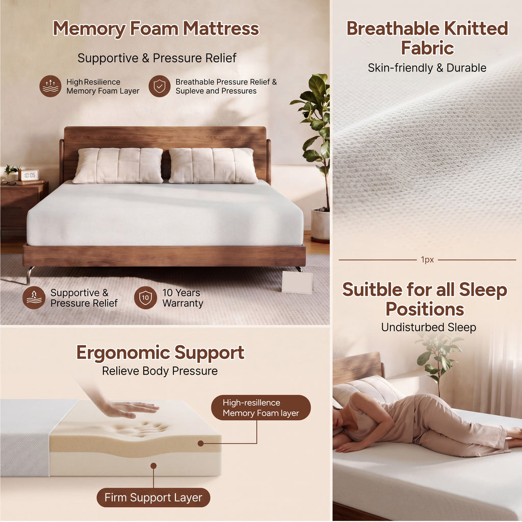 Zhovac 6 inch Memory Foam Mattress,Medium Firm Twin size Mattresses in a box,CertiPUR-US,Adult